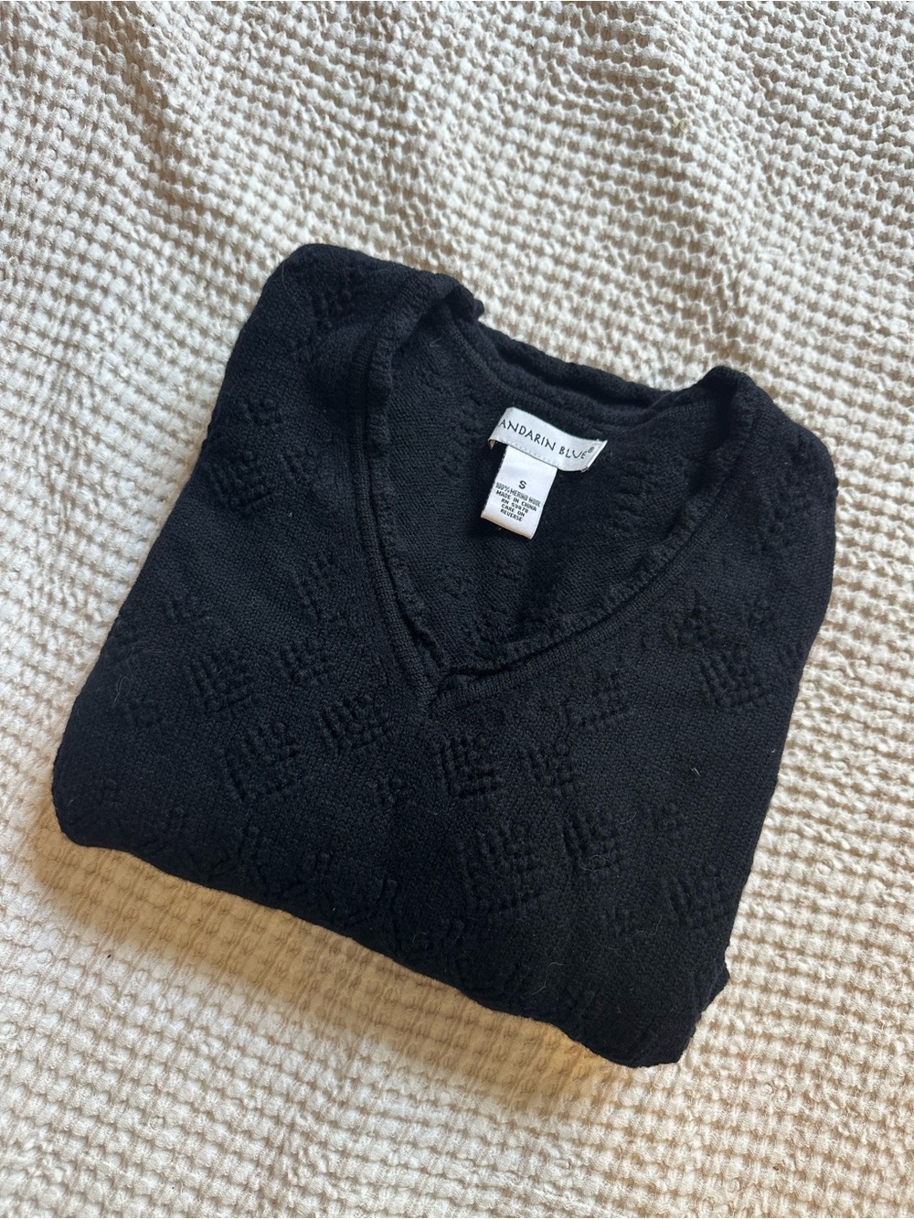 Black V-Neck Knit Wool Sweater